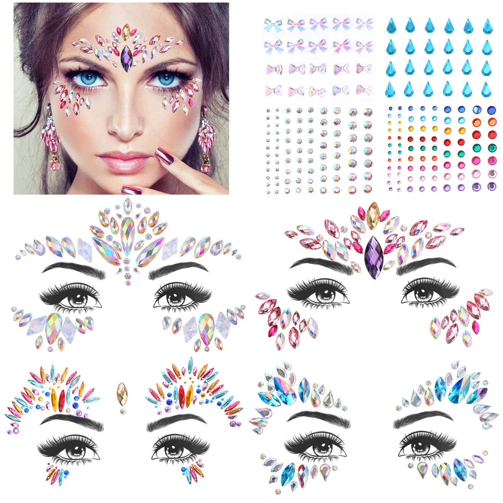 howaf-face-gems-gesichtssteine-set-8-st-ck-glow image 2