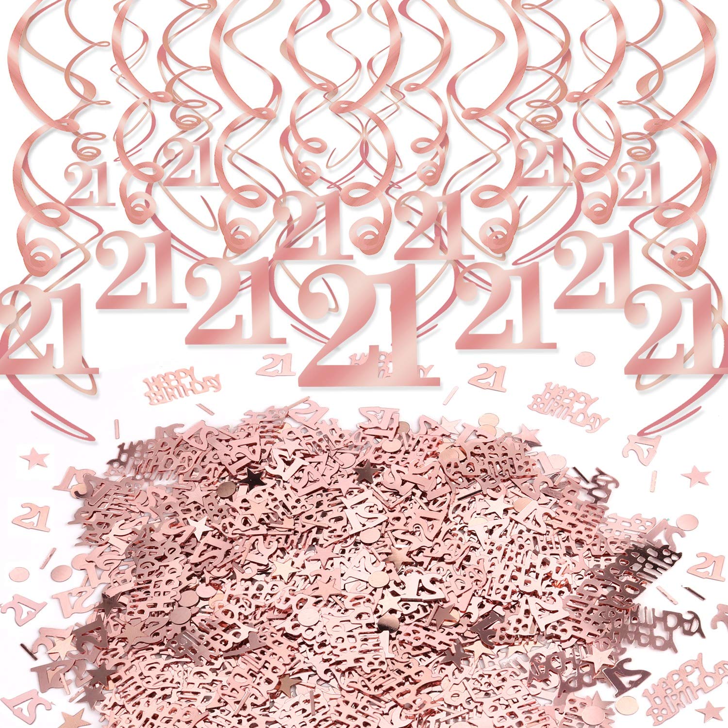 howaf-21-geburtstag-deko-ros-gold-h-ngedeko-konfetti-set image 1