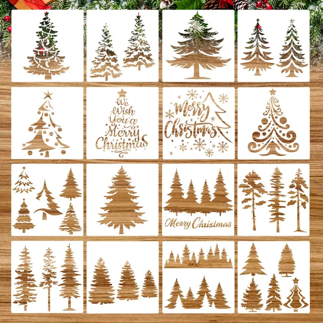 howaf-tannenbaum-schablonen-16-st-ck-15x15-cm-wiederverwendbar image 1