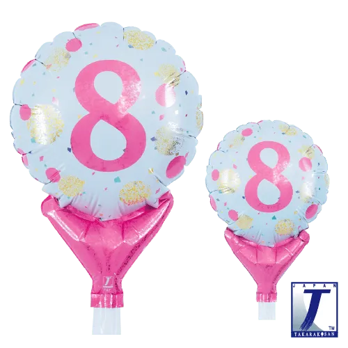 takara-upright-balloons-round-5-gold-pink-dots-no-8-luftballon image 1