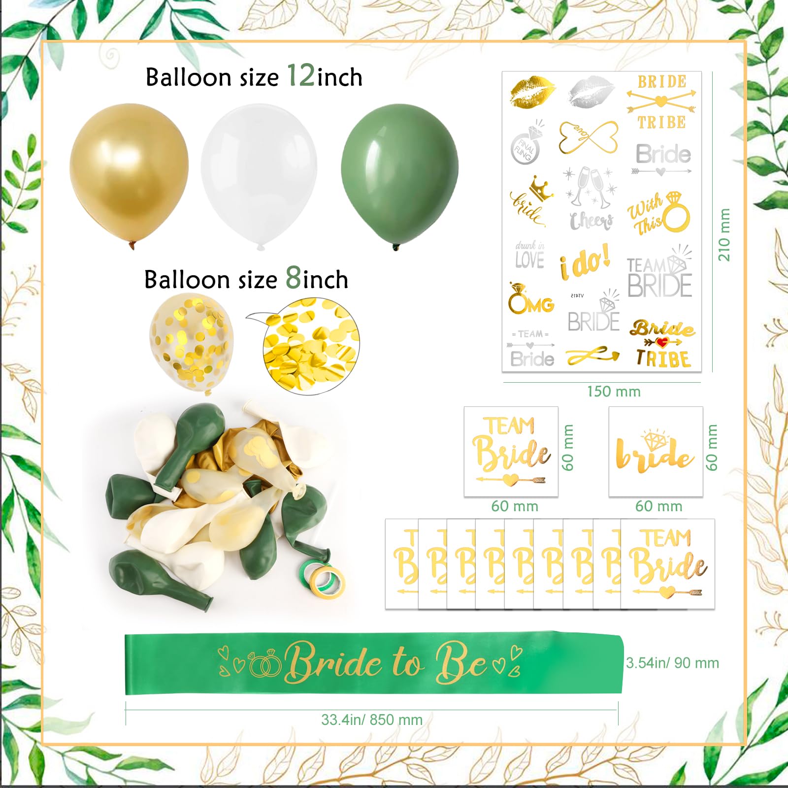 howaf-jga-deko-set-gr-n-gold-bride-to-be-girlande-ballons image 3