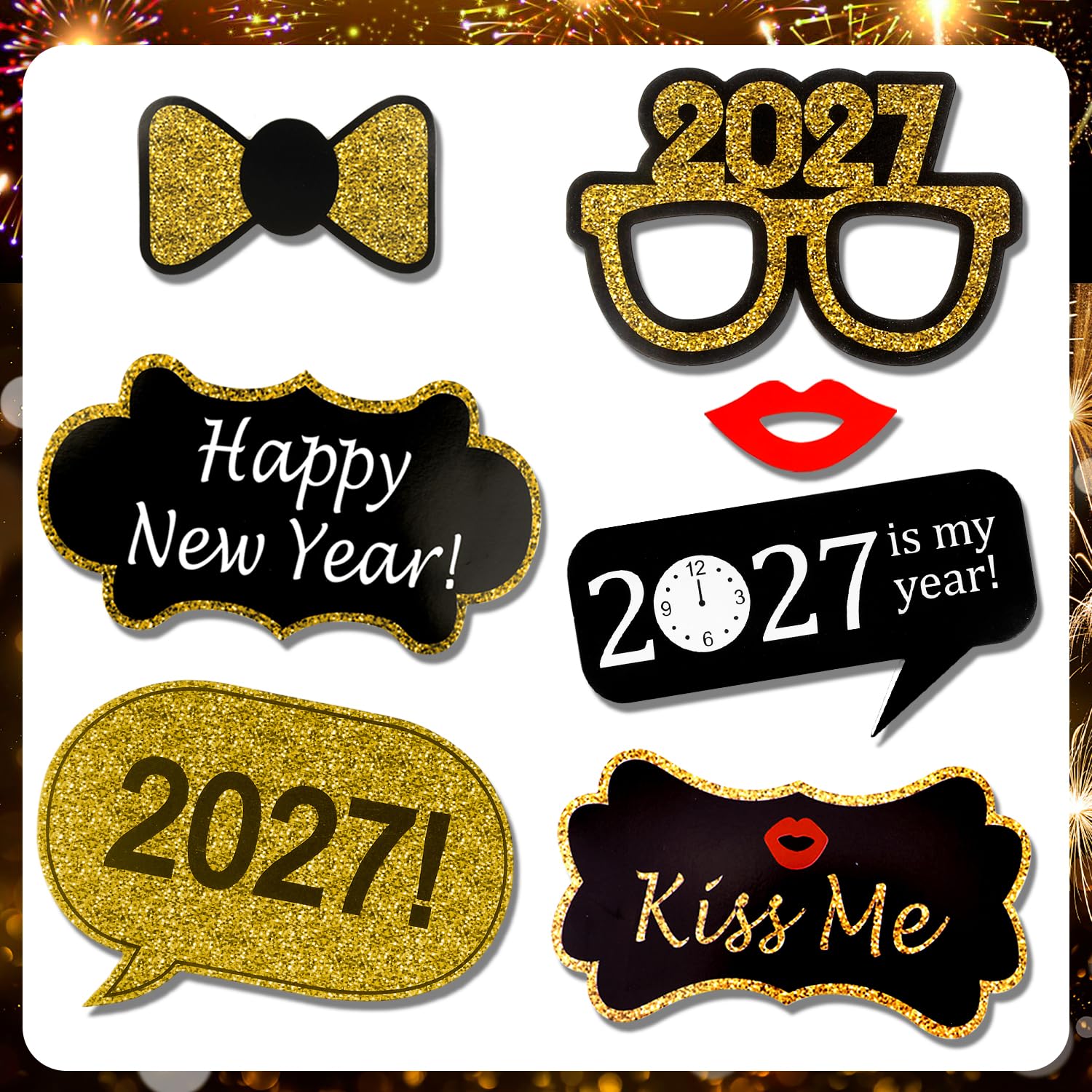 howaf-silvester-foto-requisiten-21-st-ck-schwarz-gold image 3