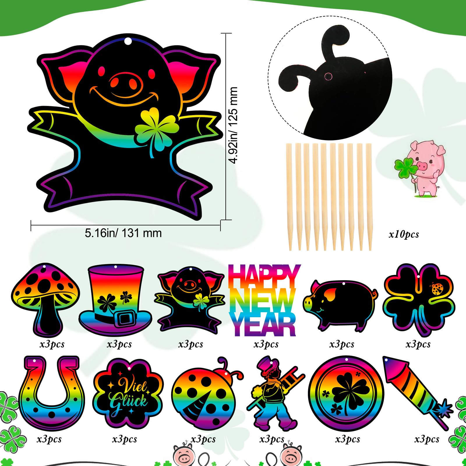howaf-silvester-kratzbilder-gl-cksbringer-36-st-ck-set image 2