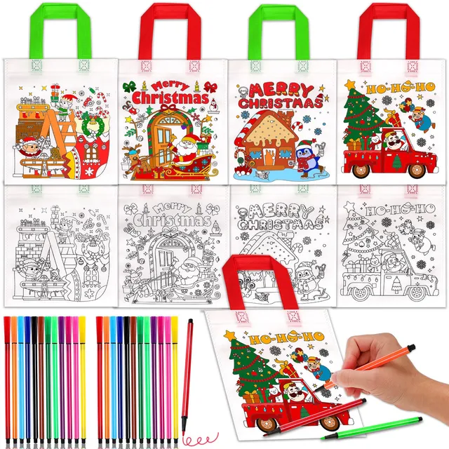 howaf-stoffbeutel-weihnachten-bemalen-12-taschen-24-stifte image 1