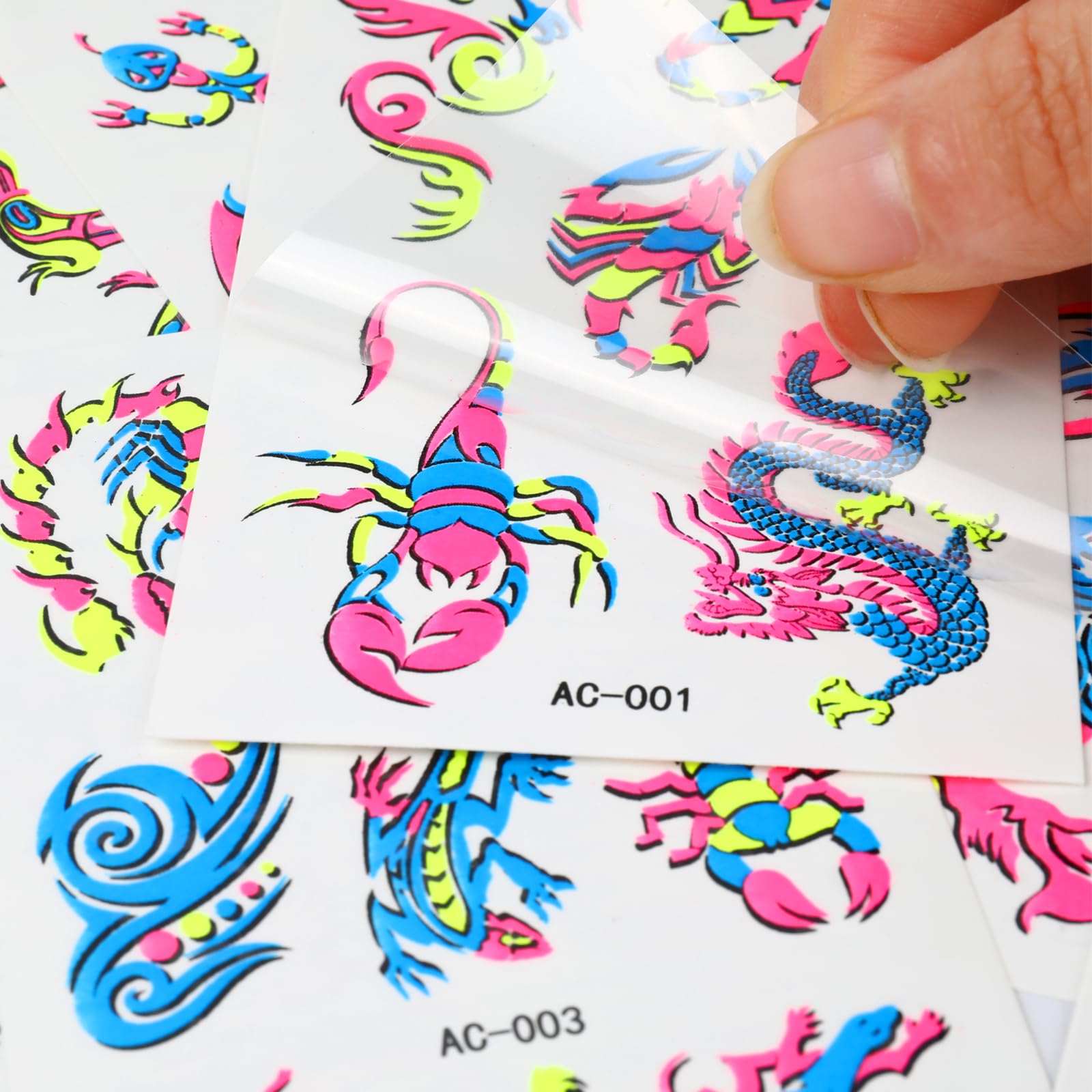 howaf-temporary-tattoos-neon-schwarzlicht-tattoo-10-blatt image 7