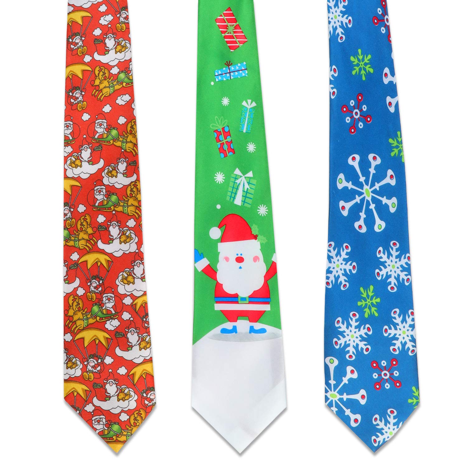 howaf-weihnachtskrawatte-herren-3er-set-schneeflocke-polyester image 5