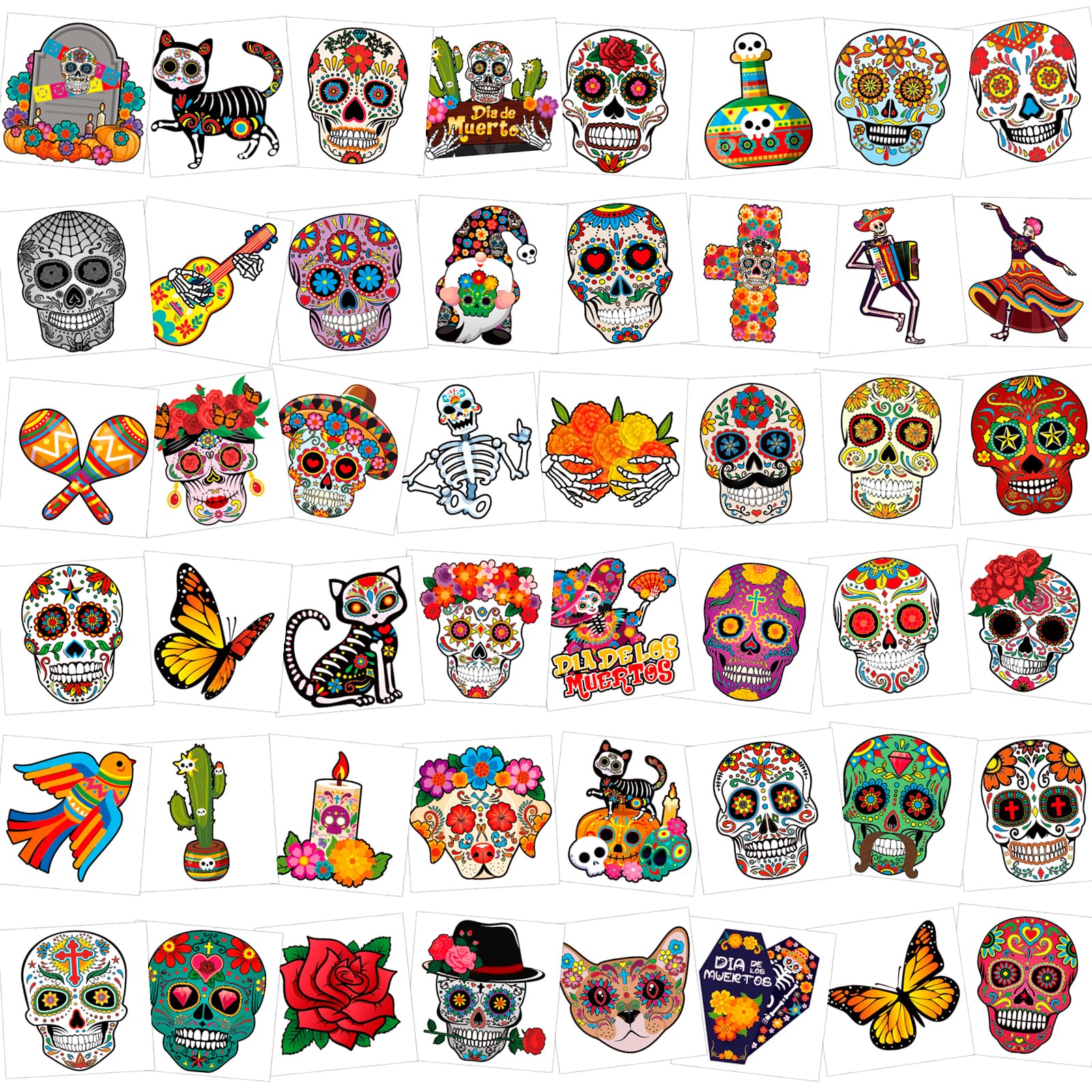 howaf-halloween-tattoo-tag-der-toten-96-stk-totenkopf image 1