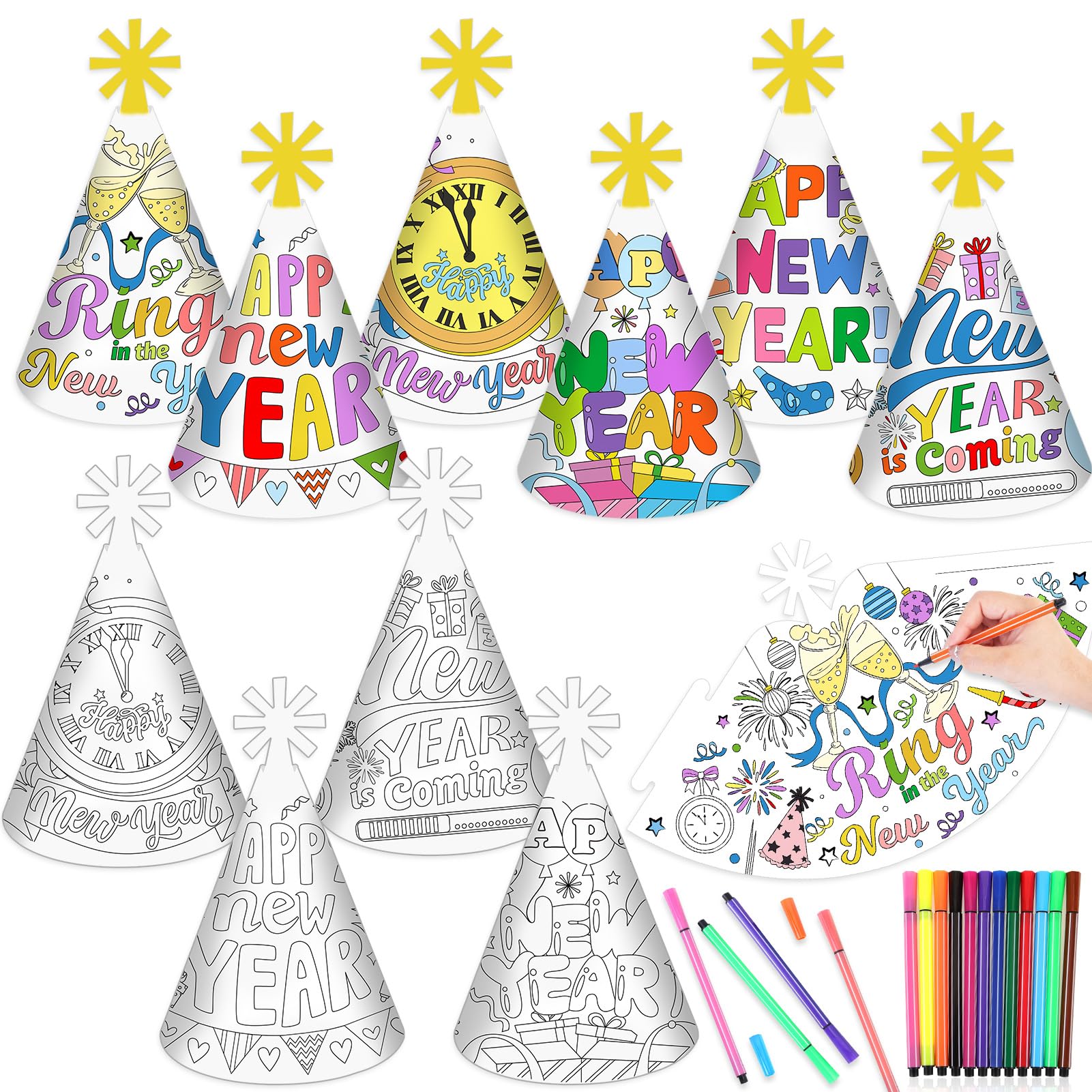 howaf-silvester-deko-zum-ausmalen-huete-brille-set-a image 8