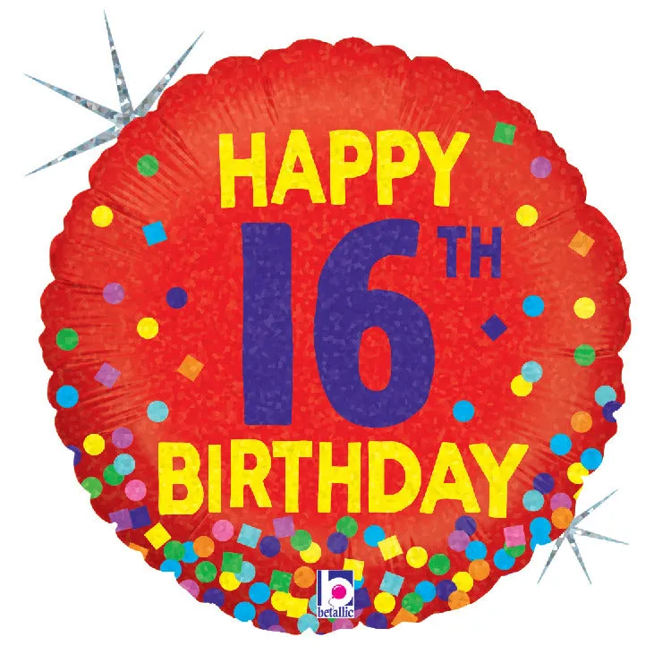 betallic-16th-birthday-confetti-folienballon-18-zoll-rund image 1