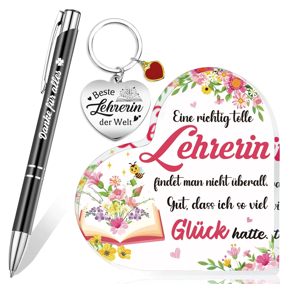 howaf-lehrerin-geschenk-abschied-set-herz-stift-anh-nger image 1