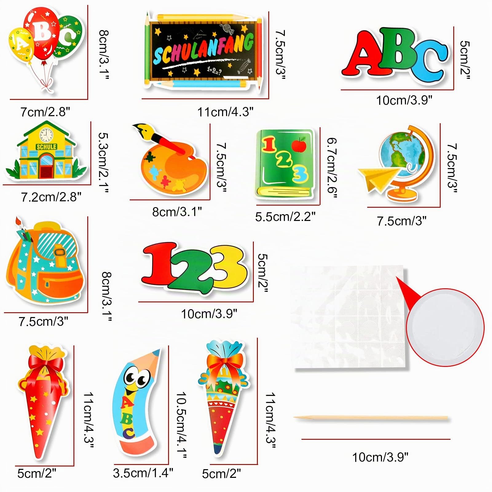 howaf-einschulung-cupcake-topper-tortendeko-12-st-ck-bunt image 2