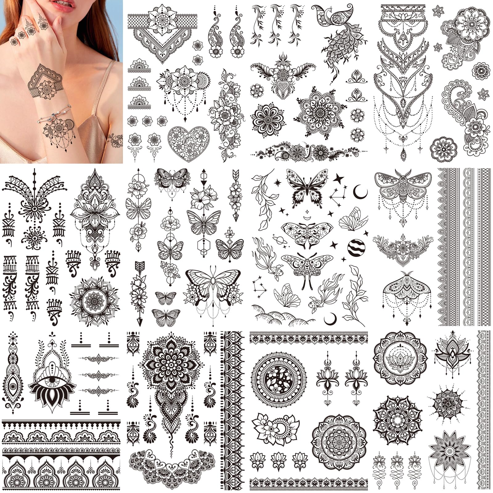 howaf-henna-tattoos-schwarz-mandala-11-blatt-wasserfest image 1
