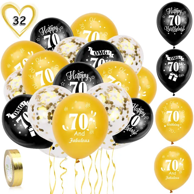howaf-70-geburtstag-luftballons-schwarz-gold-30-st-ck-latex image 1