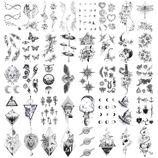 howaf-tempor-re-tattoos-schwarz-30-bl-tter-wasserdicht-klein image 1