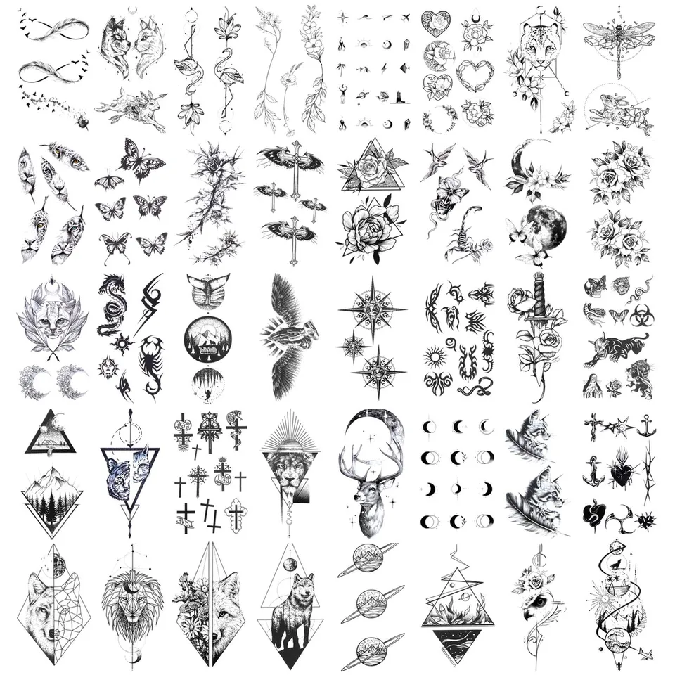 howaf-tempor-re-tattoos-schwarz-30-bl-tter-wasserdicht-klein image 1