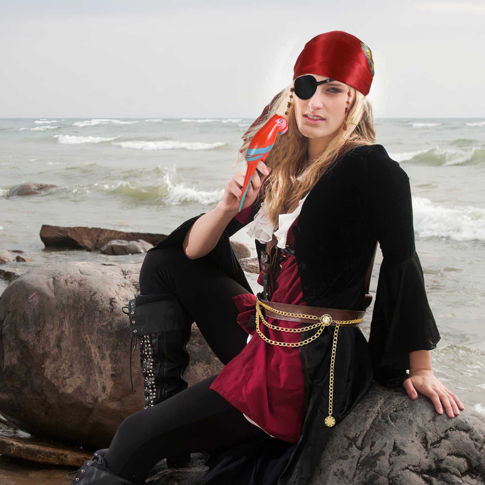 howaf-piratenkost-m-damen-rot-accessoire-set-6-teilig image 6