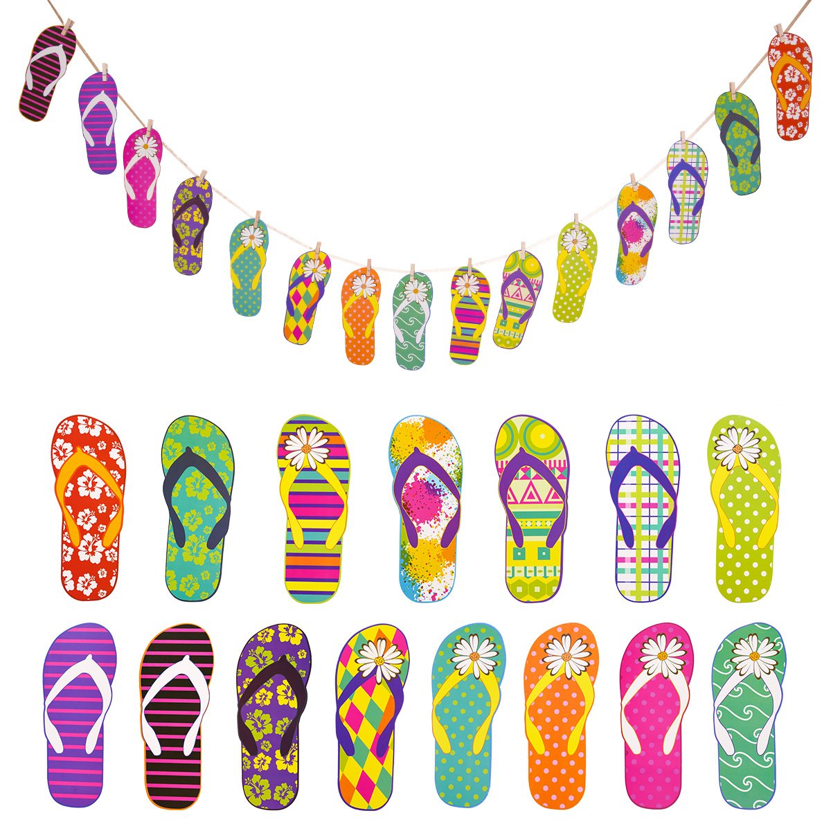 howaf-hawaii-girlande-flip-flops-15tlg-10m-sommer-party image 1