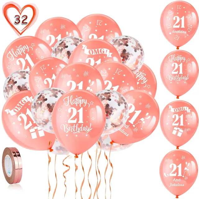 howaf-21-geburtstag-luftballons-ros-gold-30-st-ck-12-zoll-latex image 1