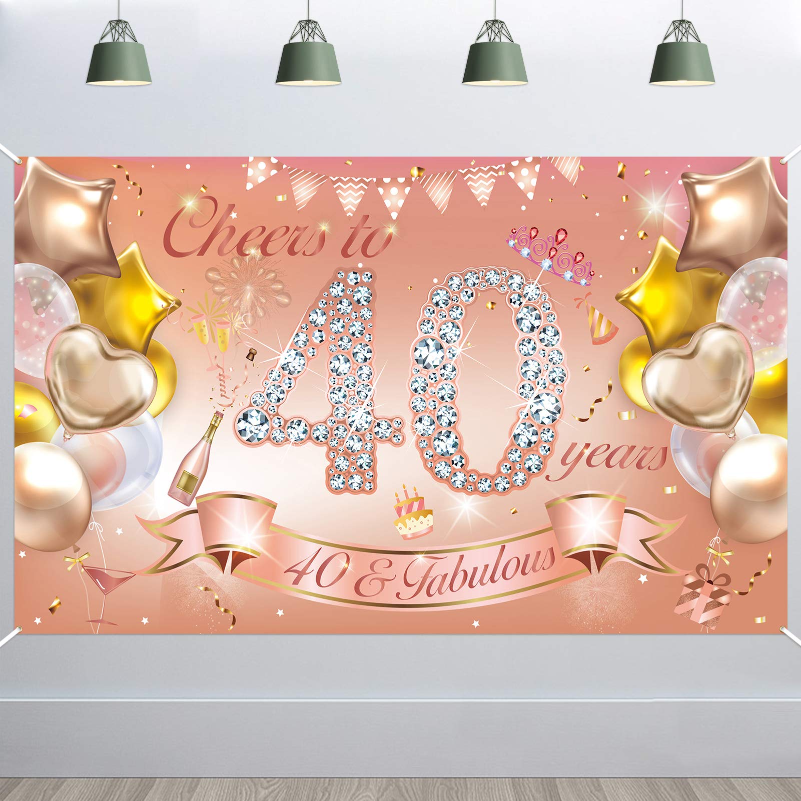 howaf-banner-40-geburtstag-frau-ros-gold-185x110-cm-stoff image 1