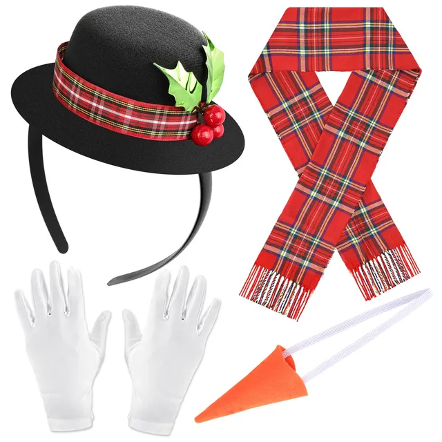 howaf-schneemann-kost-m-set-m-tze-schal-nase-handschuhe image 1