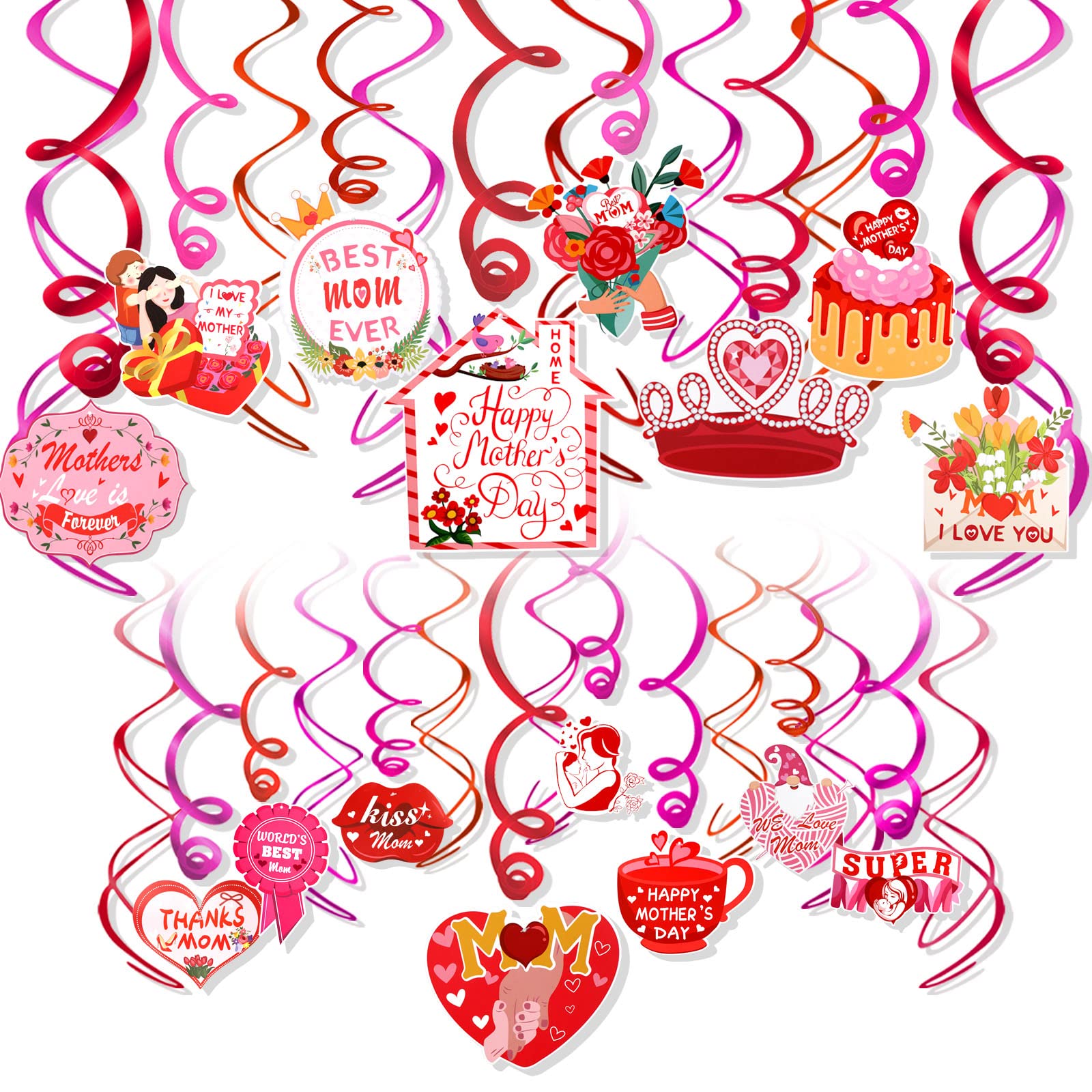 howaf-muttertag-h-ngedeko-spiralen-30-st-ck-folie-rot-rosa image 1