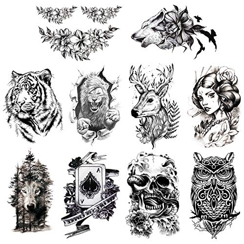 howaf-tempor-re-tattoos-schwarz-tiere-10-bl-tter-wasserfest image 7