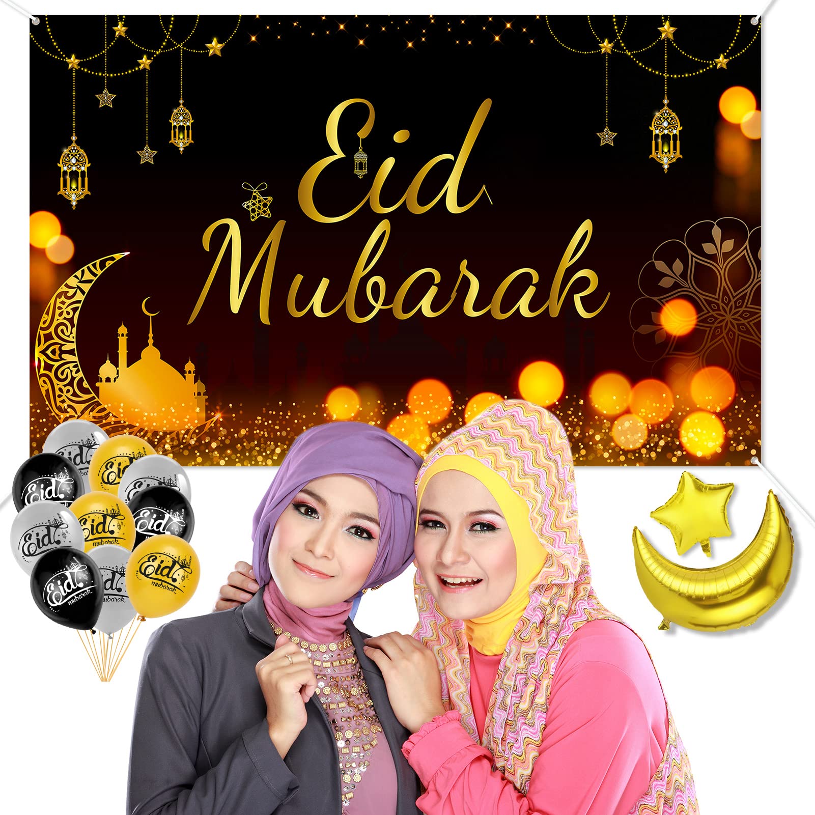 howaf-eid-mubarak-banner-schwarz-gold-185x110cm-stoff-hintergrund image 5