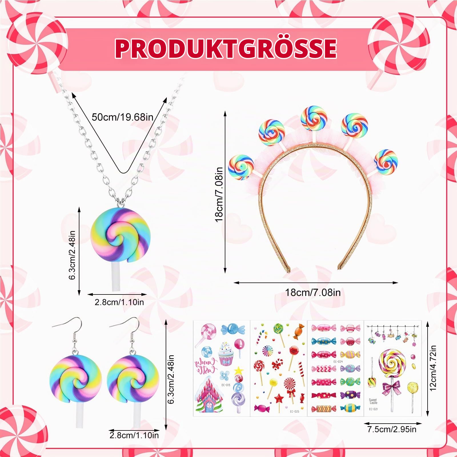 howaf-lollipop-kost-m-set-haarreif-handschuhe-tattoos-candy image 4