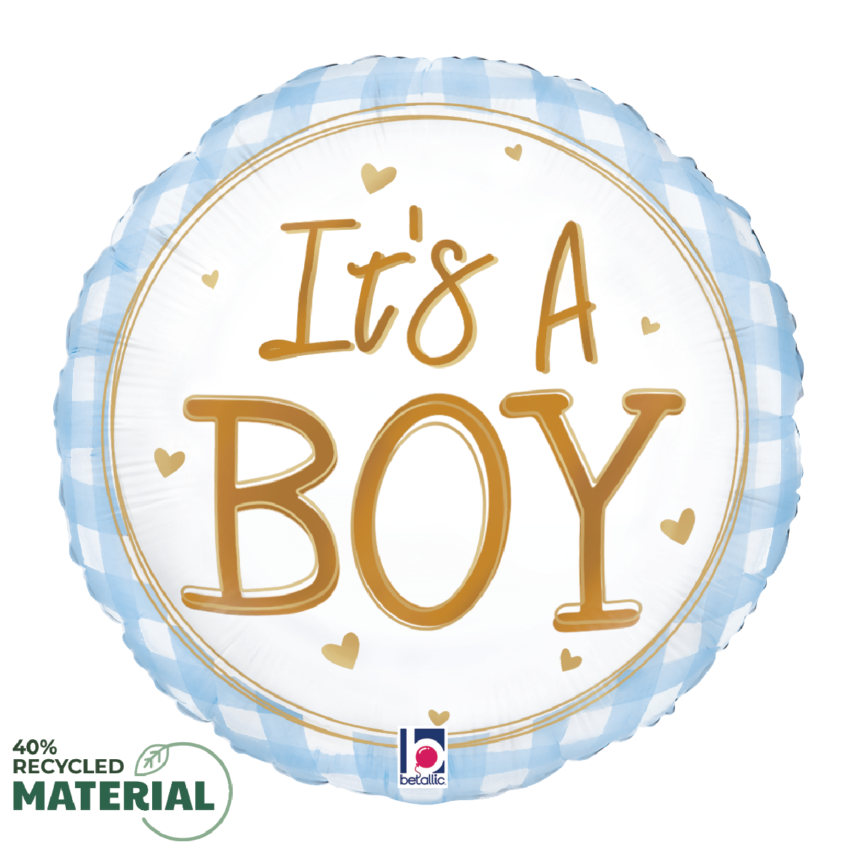 betallic-baby-boy-gingham-folienballon-9-zoll-babyblau image 1