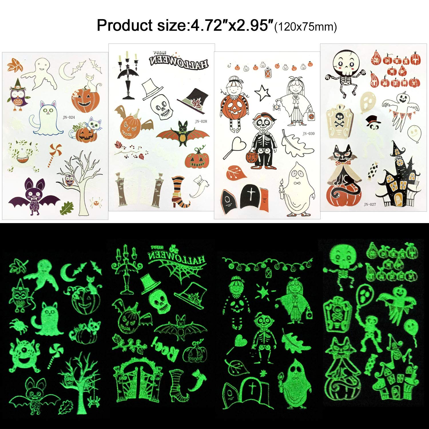 howaf-halloween-tattoo-kinder-leuchtend-15-bl-tter-120-st-ck image 3