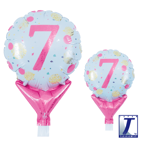 takara-upright-round-5-zoll-gold-pink-dots-ballon image 1