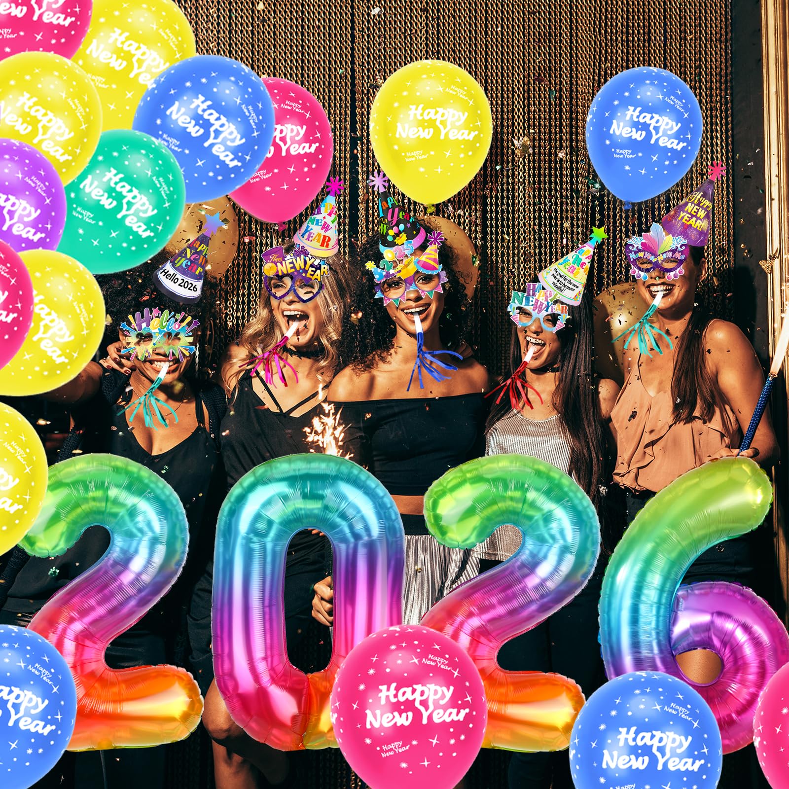 howaf-silvester-deko-2026-set-ballons-brille-hut-tr-ten-party image 6