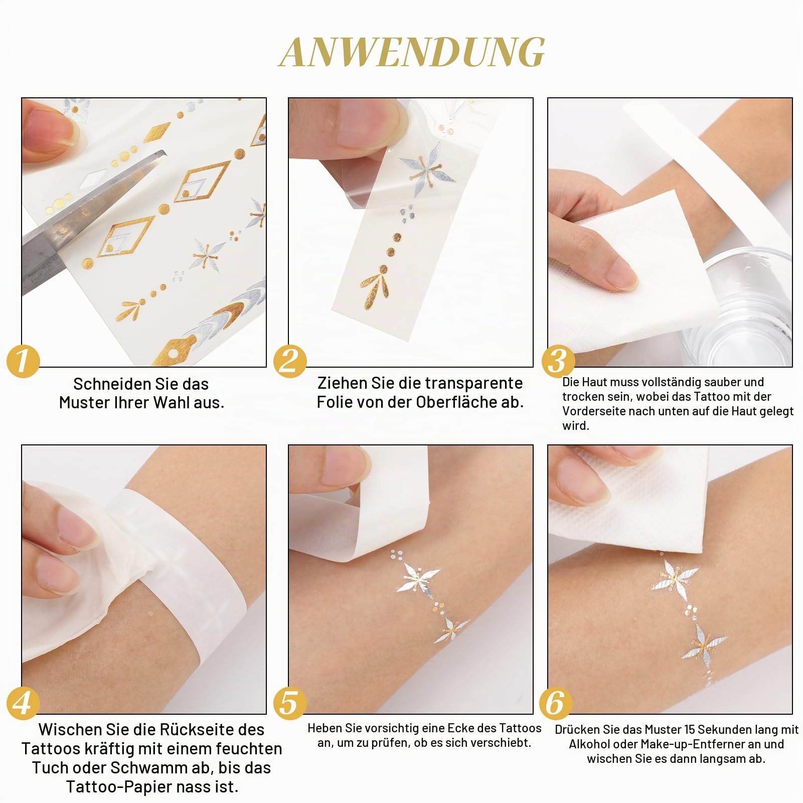 howaf-temporary-tattoos-gold-tempor-re-tattoos-metallic-glitzer-8-bl-tter image 3