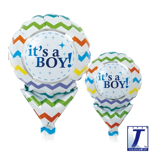 takara-upright-round-5-zoll-folienballon-it-s-a-boy-chevron image 1