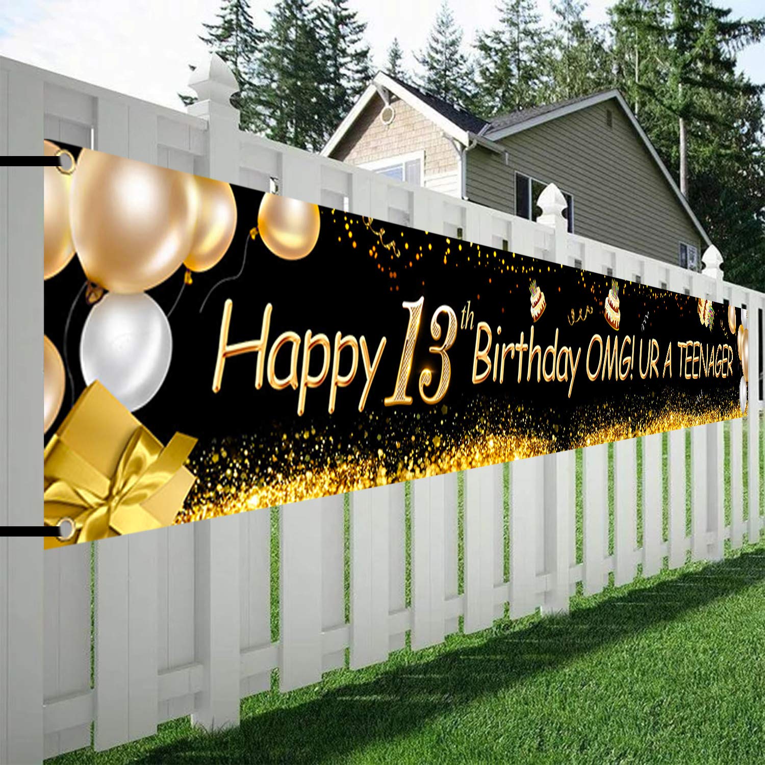 howaf-banner-13-geburtstag-schwarz-gold-274x37-cm-stoff image 7