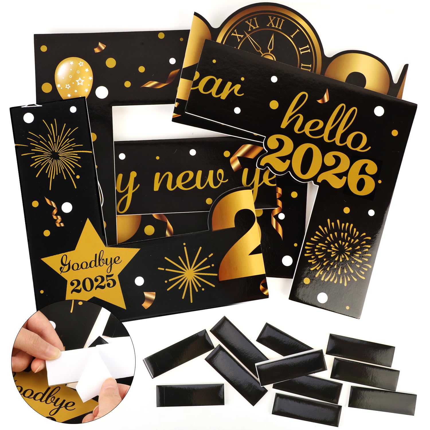 howaf-photo-booth-props-silvester-fotorequisiten-stil-b-26-teilig-mit-rahmen image 2