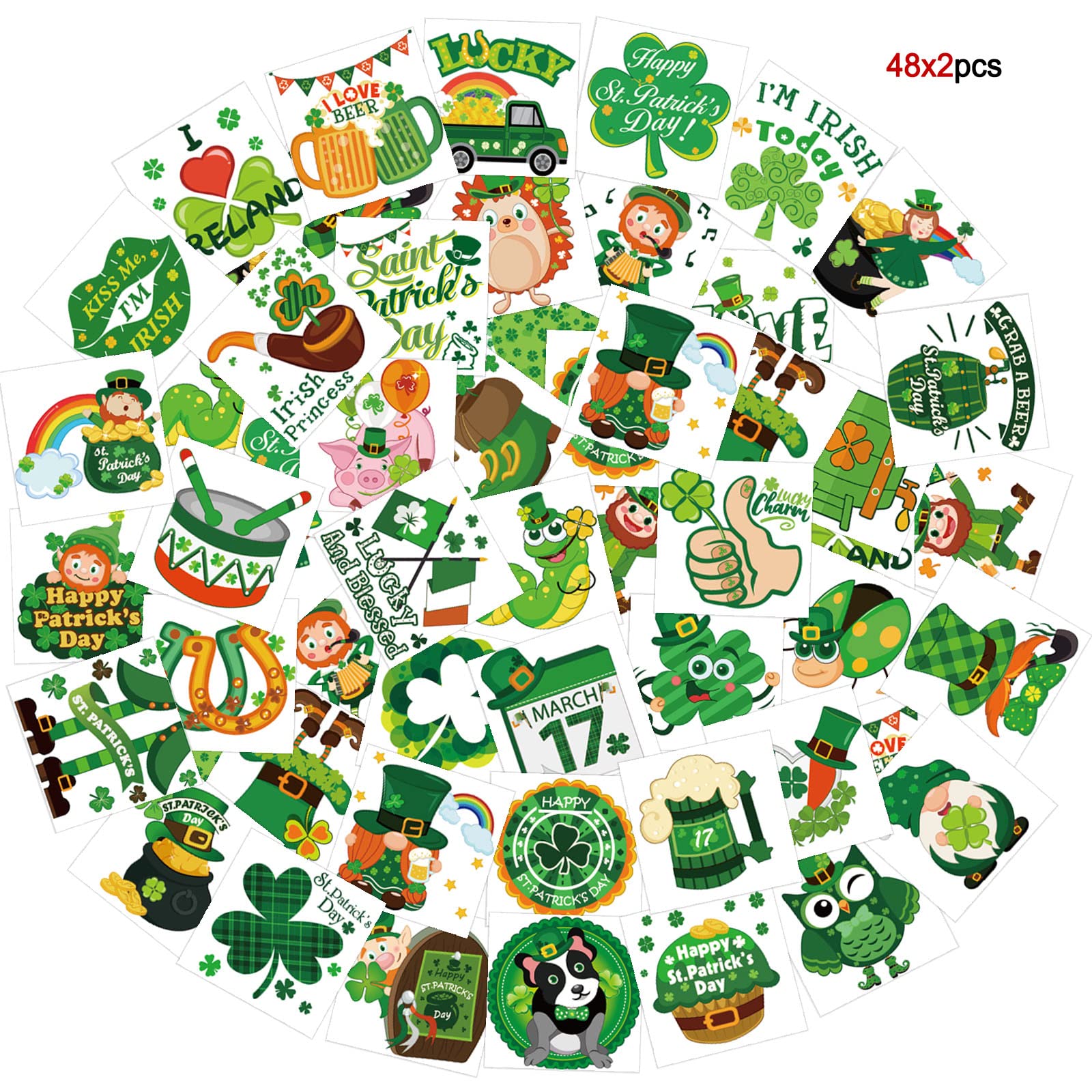 howaf-temporary-tattoos-klebetattoos-kleeblatt-leuchtend-96-st-ck image 5