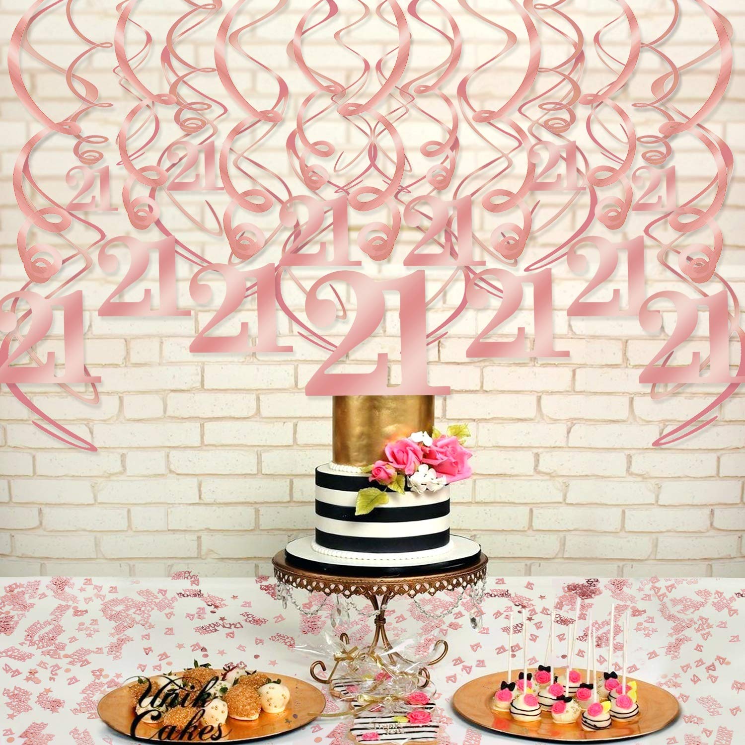 howaf-21-geburtstag-deko-ros-gold-h-ngedeko-konfetti-set image 4