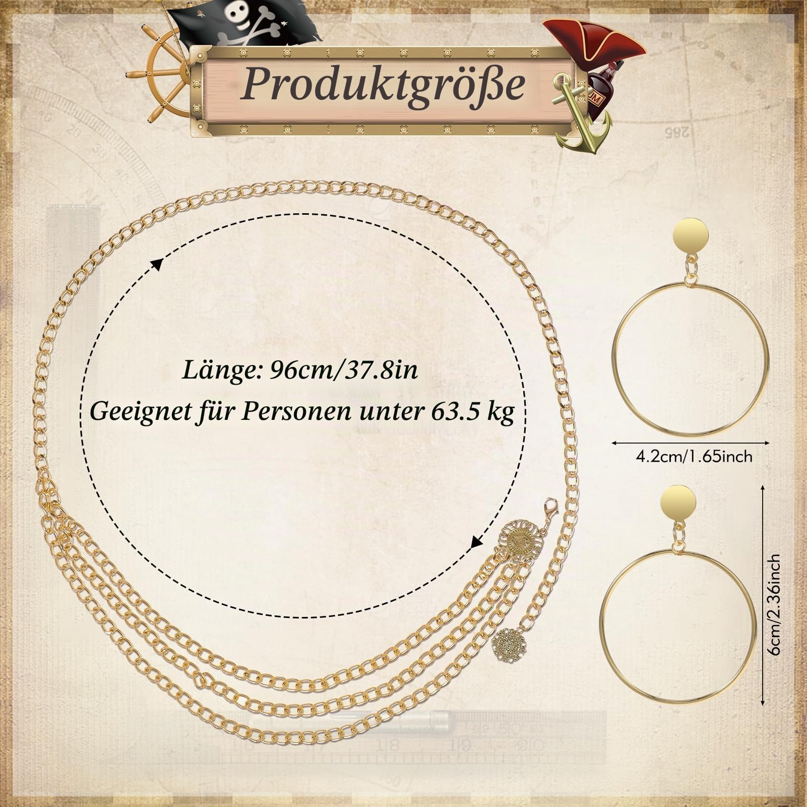 howaf-piratenkost-m-damen-rot-accessoire-set-6-teilig image 4