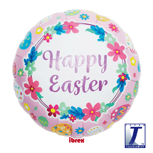 takara-ibrex-round-14-zoll-ballon-happy-easter-rosa image 1