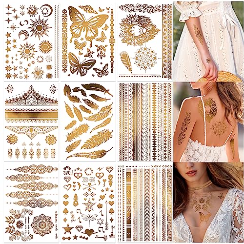 howaf-temporary-tattoos-gold-klebetattoos-9-blatt-metallic image 8