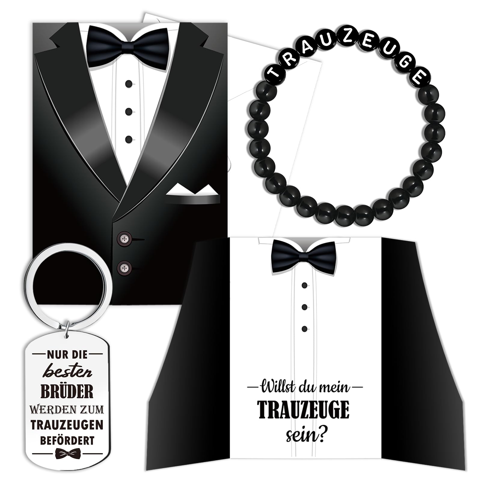 howaf-trauzeuge-fragen-set-karte-armband-schl-sselanh-nger image 1