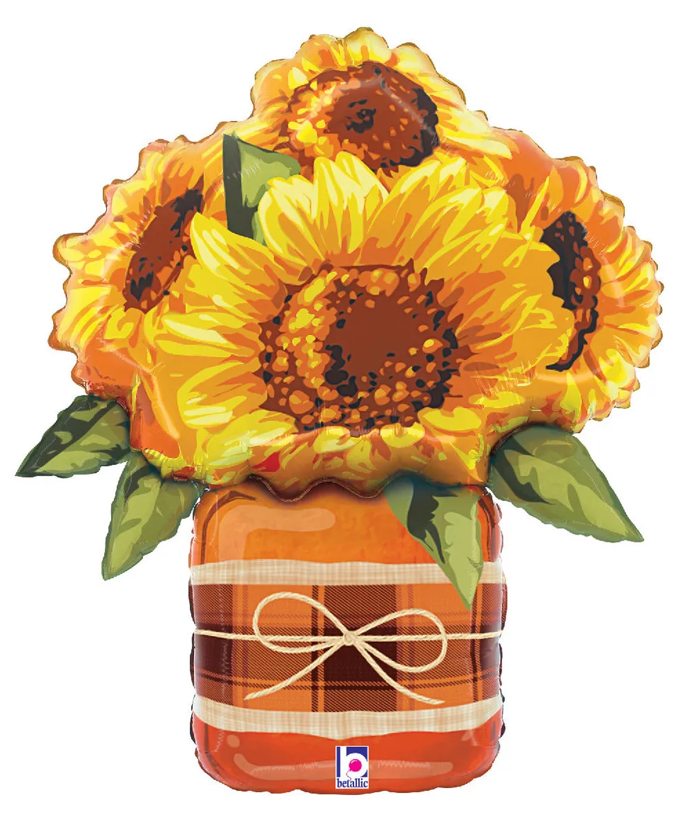 betallic-foil-balloons-sunflower-mason-jar-folienballon-26-zoll image 1