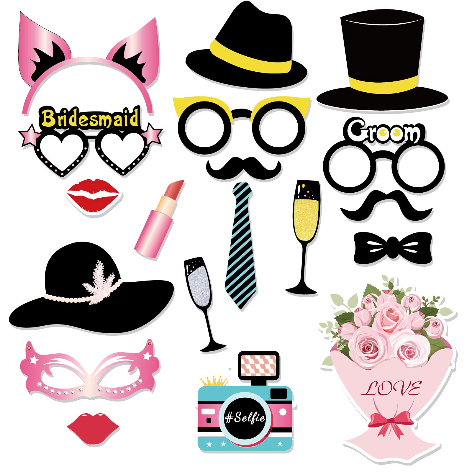 howaf-fotobox-hochzeit-43tlg-photo-booth-requisiten-rosegold image 3