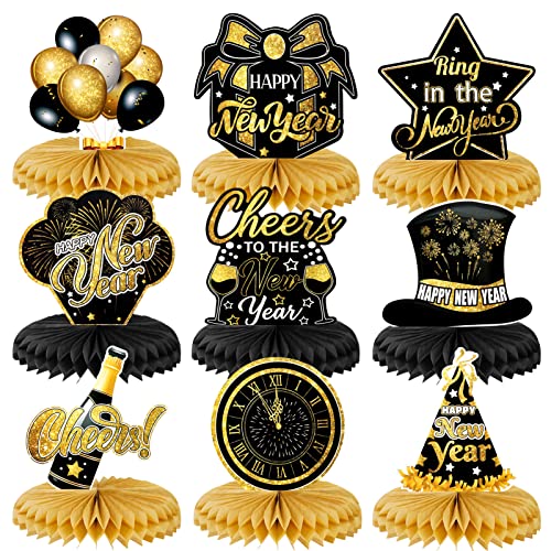 howaf-silvester-deko-2027-bienenwabe-9-st-ck-schwarz-gold image 8