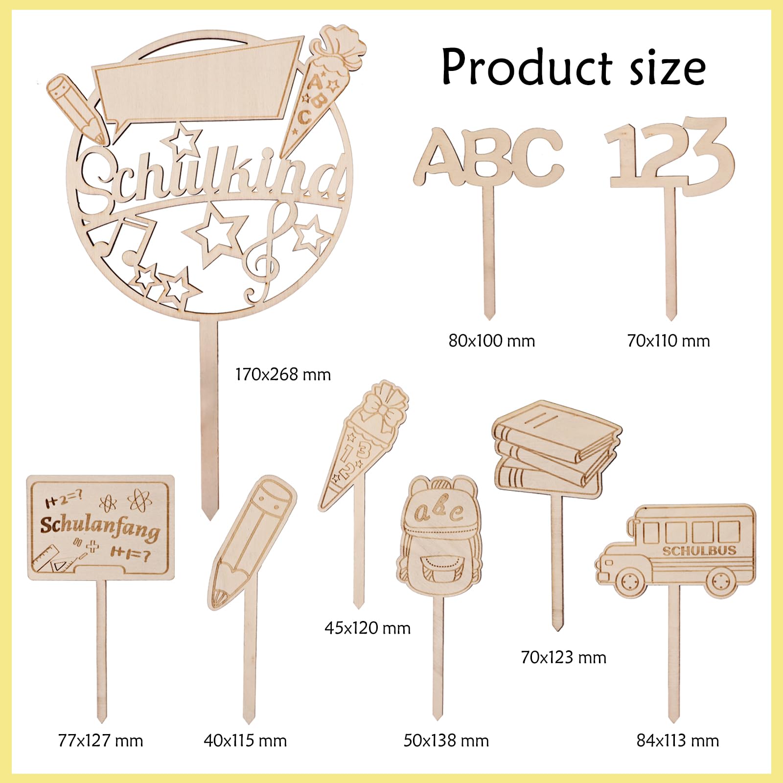 howaf-schulanfang-cake-topper-holz-tortendeko-9tlg-abc-123 image 2