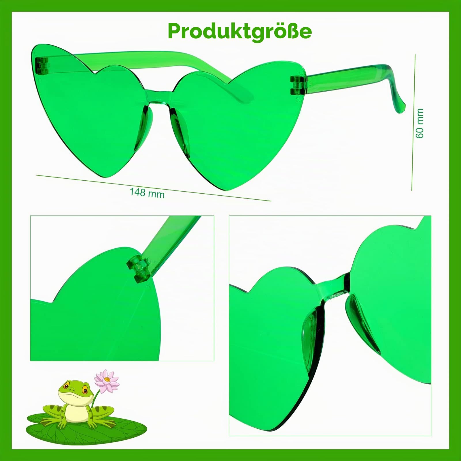 howaf-frosch-kost-m-damen-haarreif-herzbrille-gr-n-set image 3