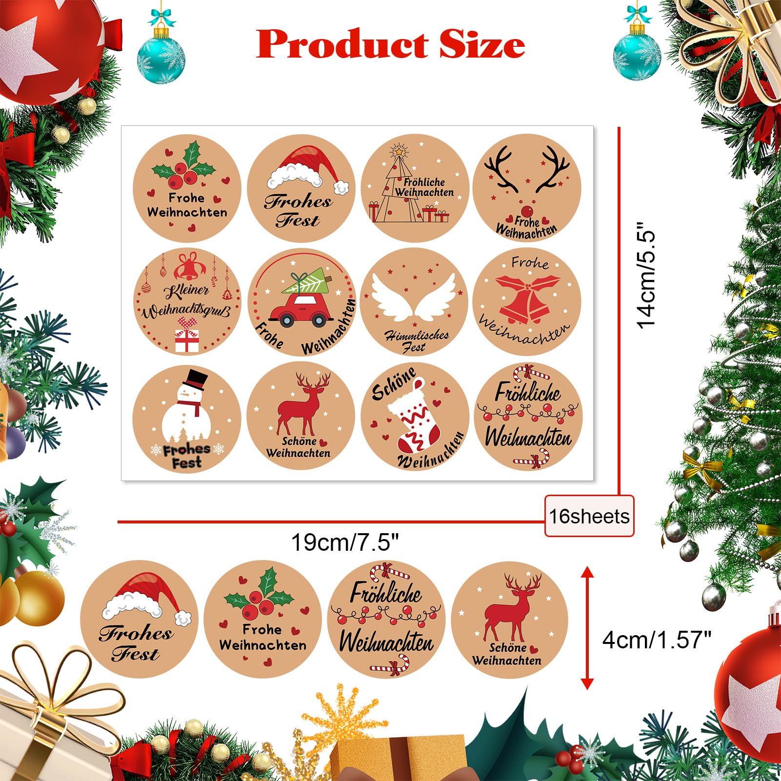 howaf-weihnachtsaufkleber-rund-selbstklebend-192-stueck-4-cm image 2