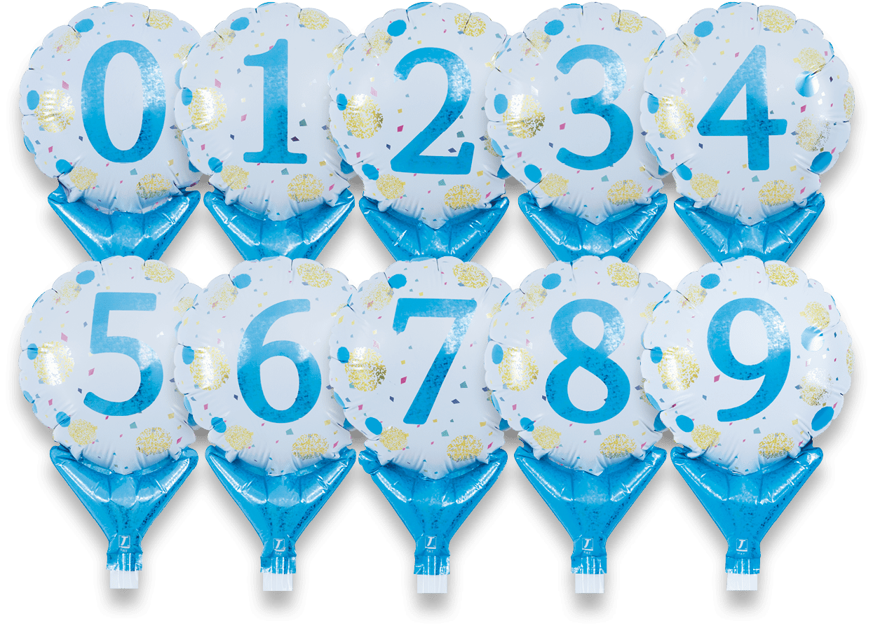 takara-upright-round-5-folienballon-gold-blau-dots-10er-set image 1