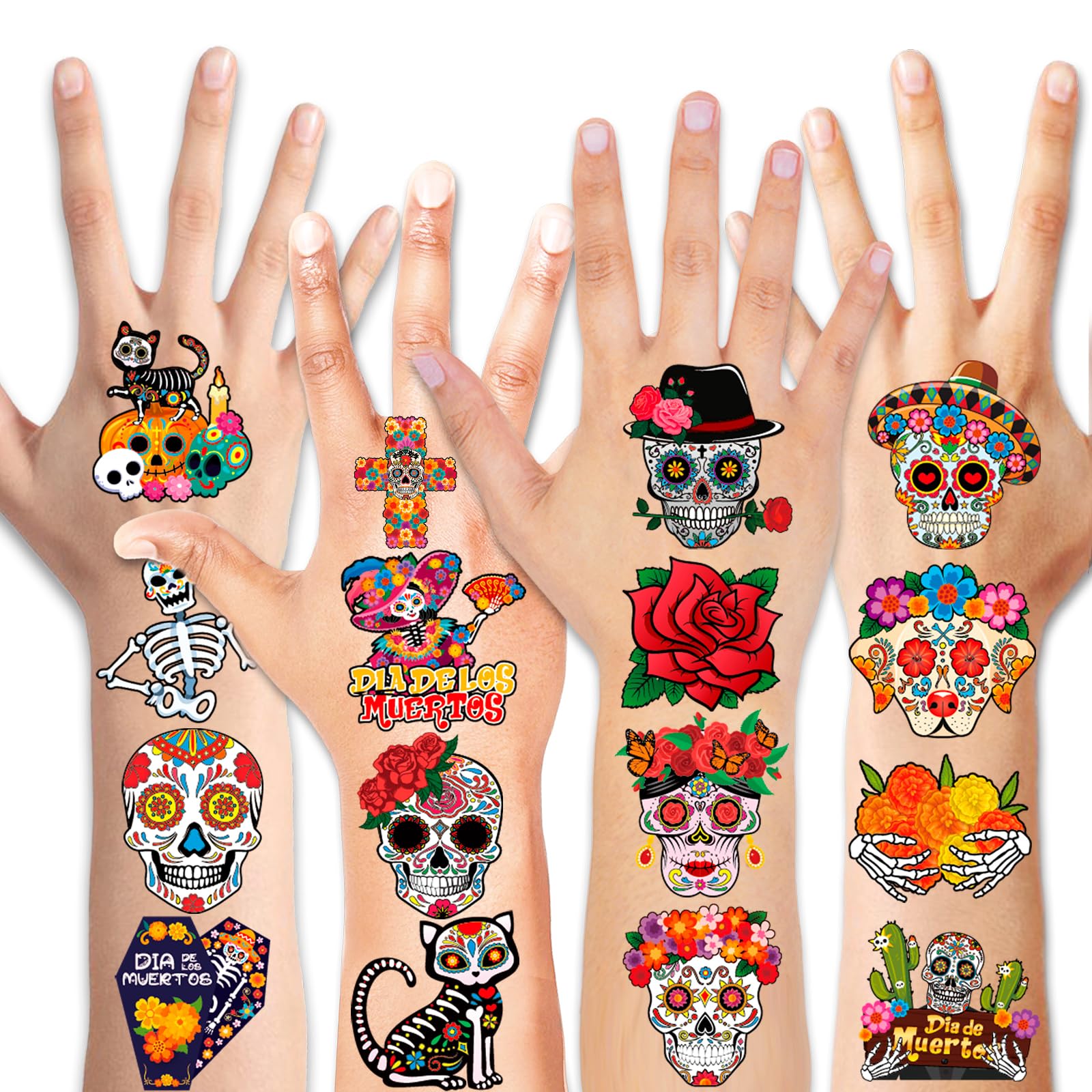 howaf-halloween-tattoo-tag-der-toten-96-stk-totenkopf image 2